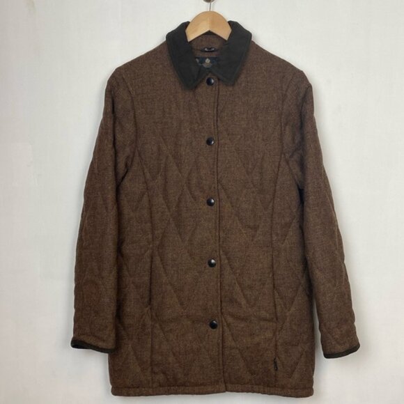 Rare Barbour 6 Shetland Quilt Jacket Coat Brown Tweed 100% Wool - Picture 1 of 16